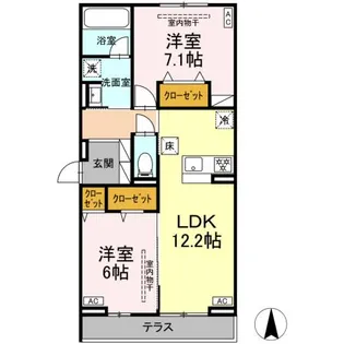 メリディアン ウェスト【1階】の間取り