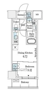 パークアクシス横浜伊勢佐木町通り【10階】の間取り