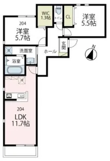 プレシャス北矢名【204号室号室】の間取り