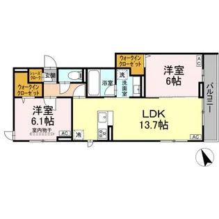 D PAINA 宿河原6 II【2階】の間取り