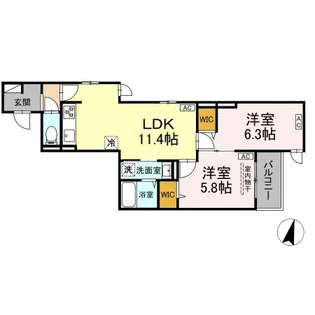 D PAINA 木月住吉町【2階】の間取り