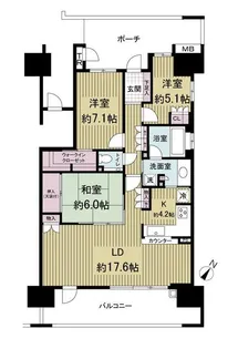 ガーデンアソシエI棟【13階】の間取り