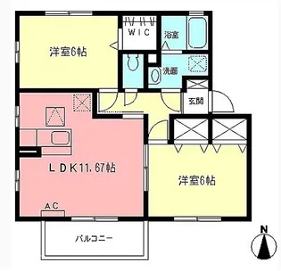 アルバピアザ鶴巻Ⅱ【1階】の間取り