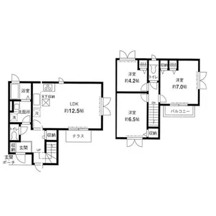 神奈川県横浜市都筑区荏田南3丁目【テラスハウス】の間取り