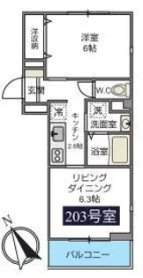 FERIO HIYOSHI【203号室号室】の間取り
