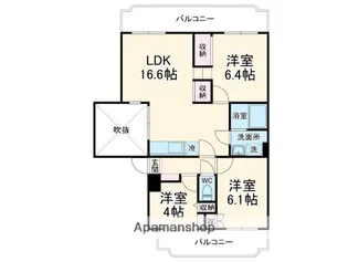 厚木国際飯山レジデンス【2階】の間取り