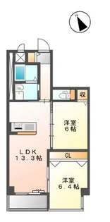 レスパス アグレアーブル(L’ESPACE AGREABLE)【2階】の間取り