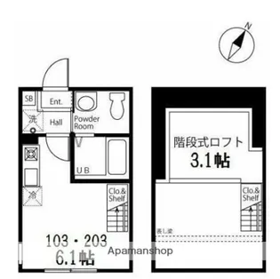 ハーミットクラブハウス新杉田B棟【2階】の間取り