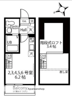 ハーミットクラブハウスKCK菊名【1階】の間取り