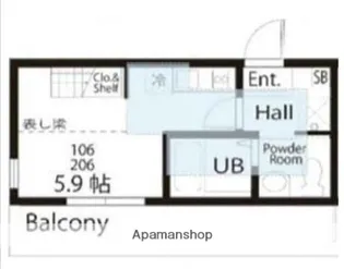 ハーミットクラブハウス コルドⅡ【2階】の間取り