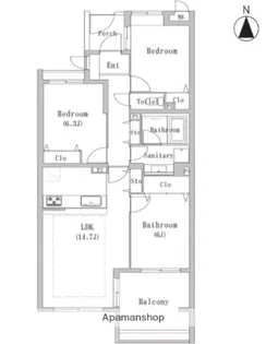 東急ドエルシーサイドコート湘南松風【2階】の間取り