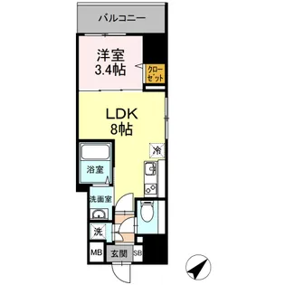 ベイサイドヒルズ関内【9階】の間取り