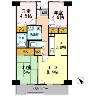 グローリーヒルズⅡ【4階】の間取り