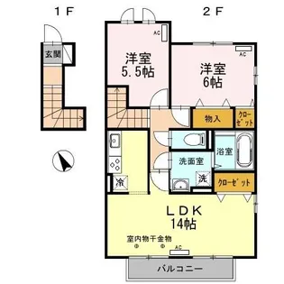 イースト コテージ【2階】の間取り