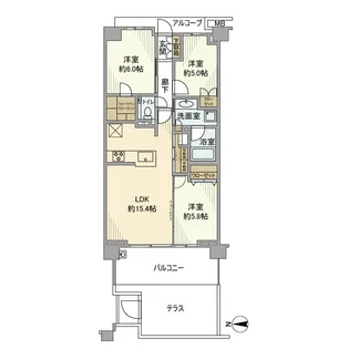プラウド元住吉ガーデンズ【1階】の間取り