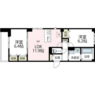 ニューグランデュールⅡ【301号室号室】の間取り