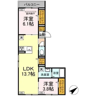 D PAINA 井土ケ谷中町【3階】の間取り