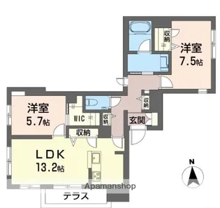 アンジュール新川崎【1階】の間取り