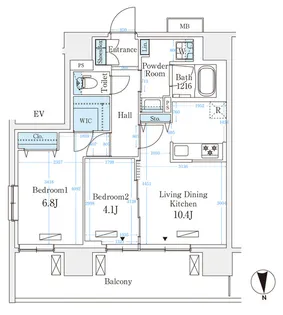 ハビテ本厚木【14階】の間取り