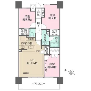 ザ・パークハウス横浜川和町フロント【8階】の間取り