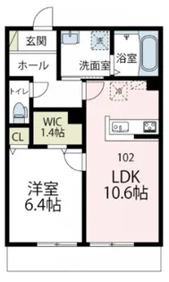 プレシャス北矢名【102号室号室】の間取り