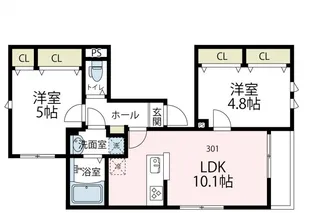 ピアト リザイア【301号室号室】の間取り
