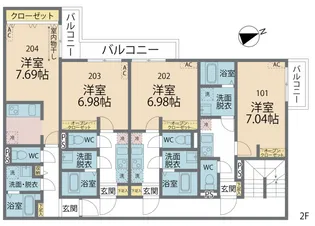カインドネス橋本Ⅱ【203号室号室】の間取り