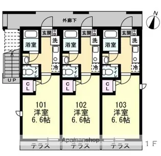 仮)篠原北アパートメント【1階】の間取り