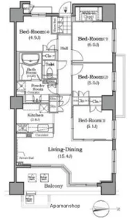 神奈川県横浜市中区本牧原【マンション】の間取り
