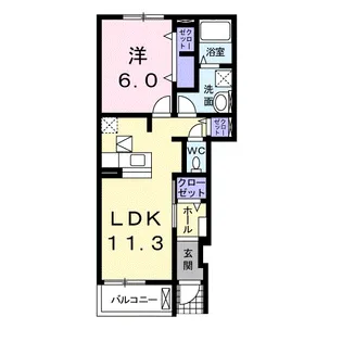 シャン・ド・フルール【1階】の間取り