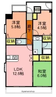 厚木第8ダイヤモンドマンション【5階】の間取り