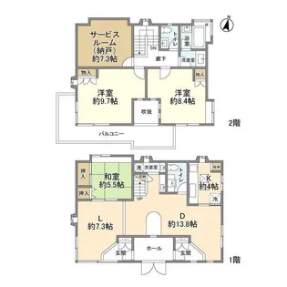 神奈川県横浜市青葉区荏田西5丁目【一戸建】の間取り