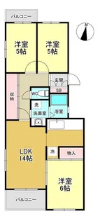 グランコール出来野マンション【1階】の間取り
