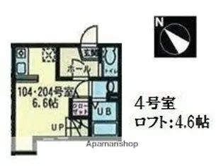 ハーミットクラブハウスクラーネ【1階】の間取り