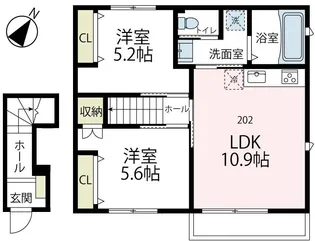 シー ウィンド 鵠沼【202号室号室】の間取り