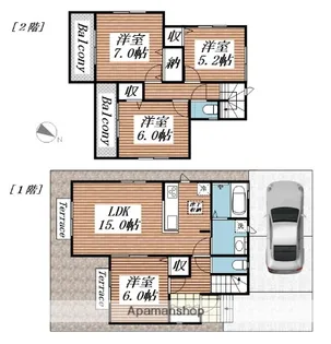 神奈川県厚木市三田1丁目【一戸建】の間取り