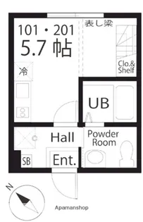 ハーミットクラブハウス大倉山の上【2階】の間取り