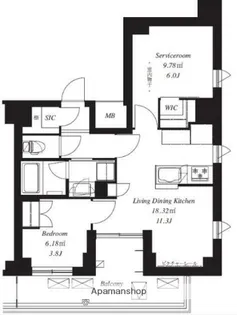フレンシア青葉台【6階】の間取り