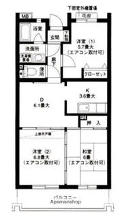 クレセール中田北【3階】の間取り