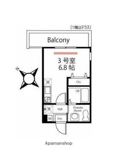 ハーミットクラブハウスプティバッセI【1階】の間取り