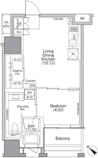 ザ・パークハビオSOHO横浜関内【15階】の間取り