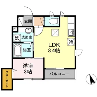 リヴェール山手【1階】の間取り