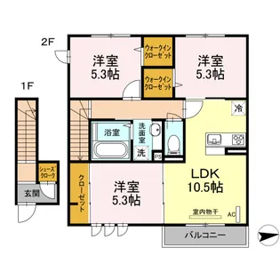 アンソレイエ【2階】の間取り