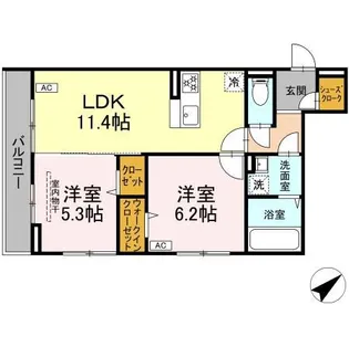 BLANC CUBE(ブラン キューブ)【2階】の間取り