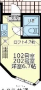 ユナイト新町カミーユ【1階】の間取り