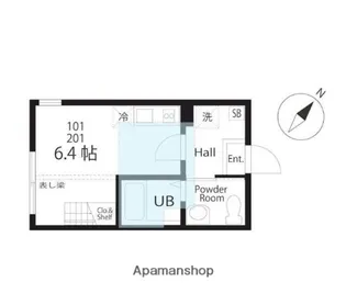 ハーミットクラブハウス弘明寺公園【1階】の間取り