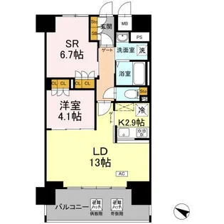 リーラ横浜川和町【9階】の間取り