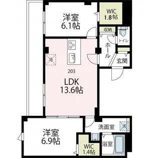 ニューグランデュールⅡ【203号室号室】の間取り