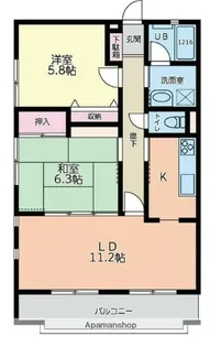 ラ・メール弥勒寺【1階】の間取り