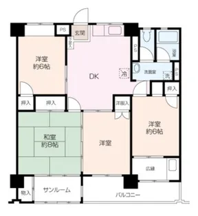 野庭団地634ー5号棟【8階】の間取り